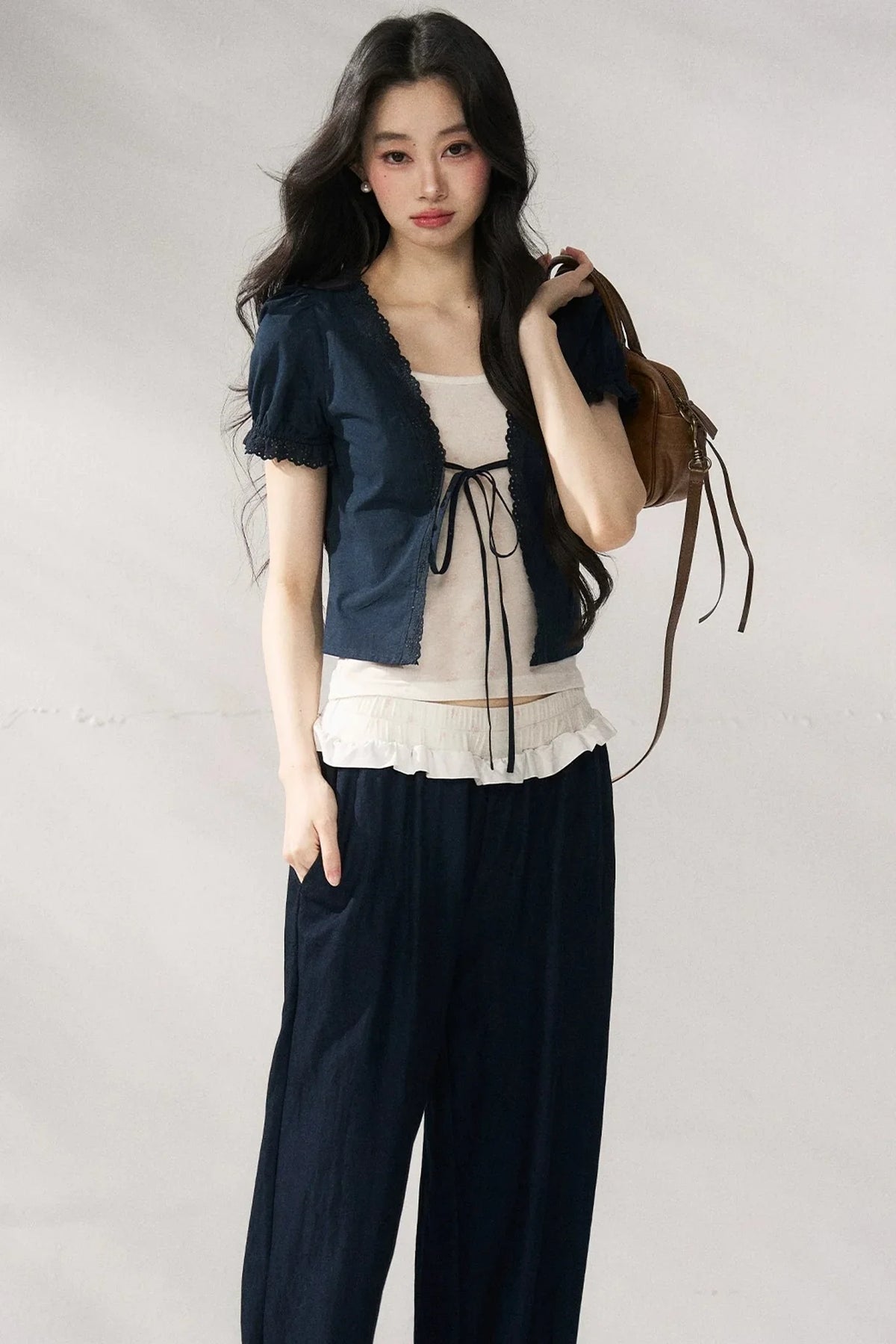 Floral Lace Suspender Cardigan Set-Up