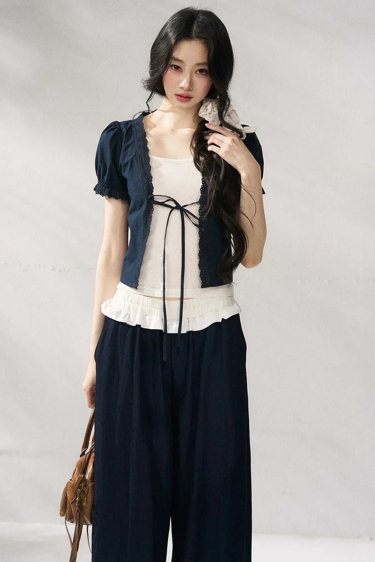 Floral Lace Suspender Cardigan Set-Up