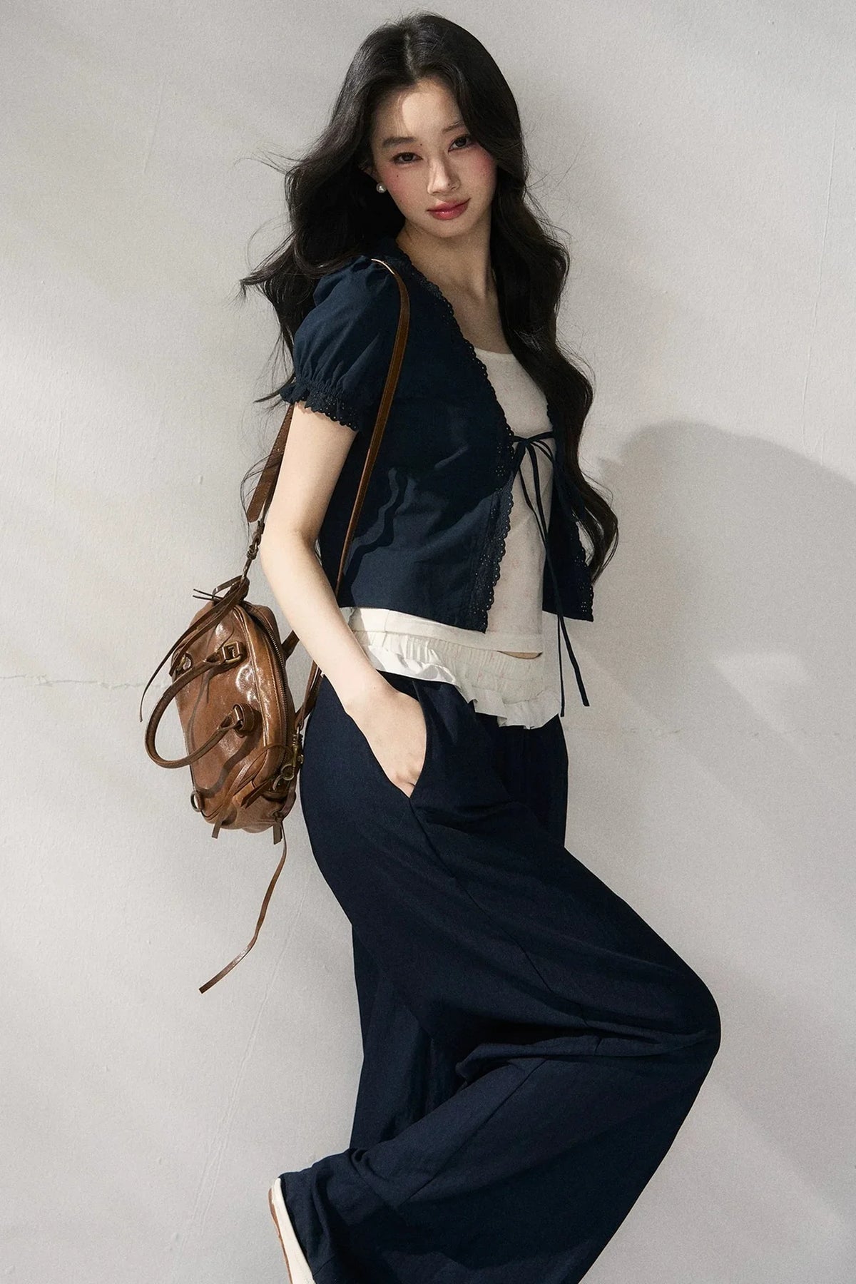 Floral Lace Suspender Cardigan Set-Up