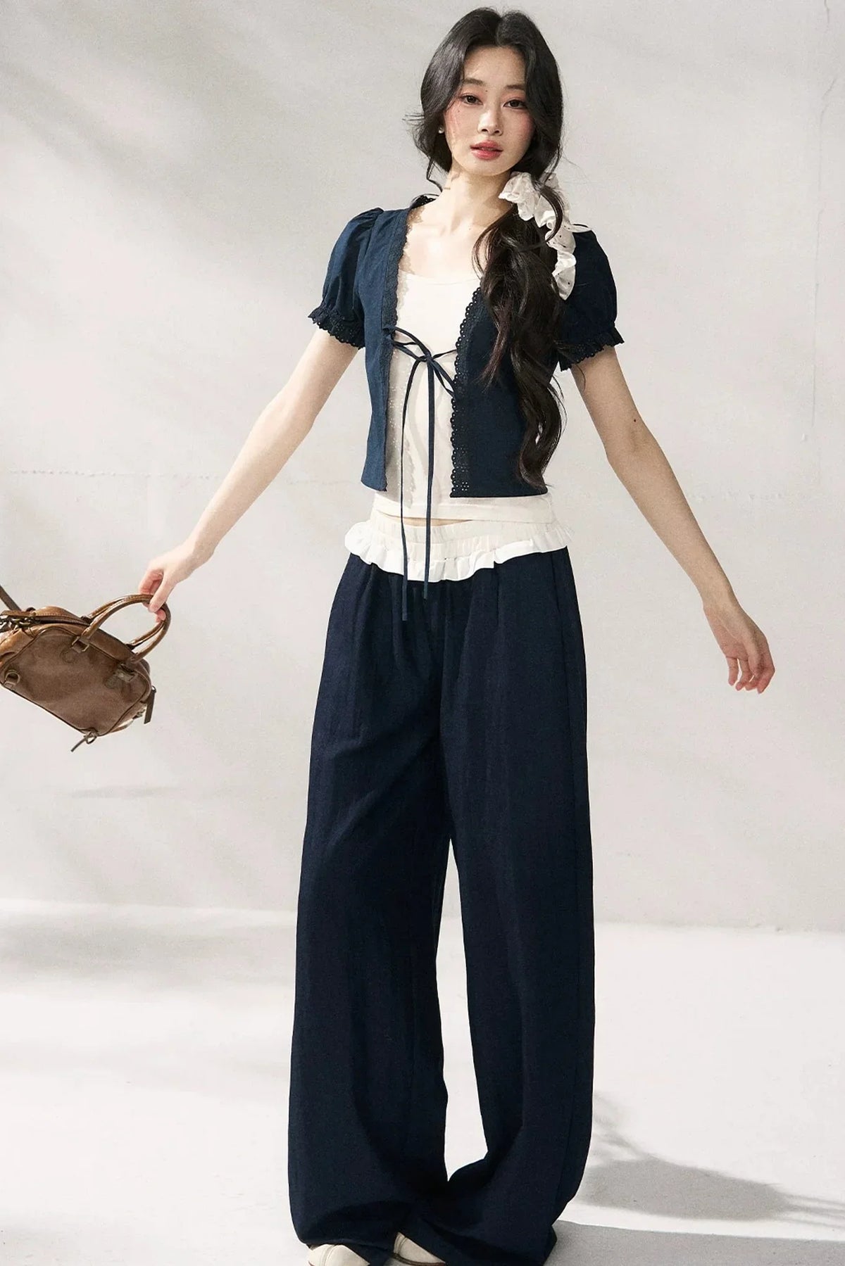 Floral Lace Suspender Cardigan Set-Up