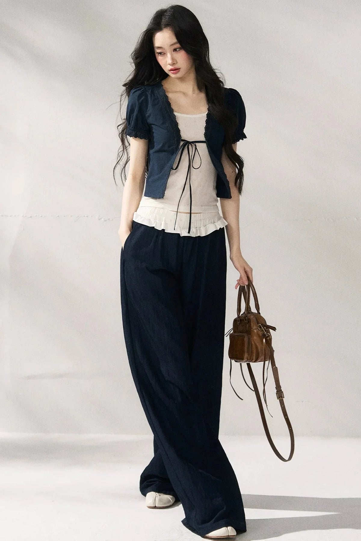 Floral Lace Suspender Cardigan Set-Up