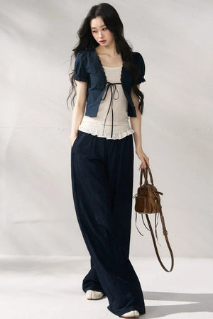 Floral Lace Suspender Cardigan Set-Up