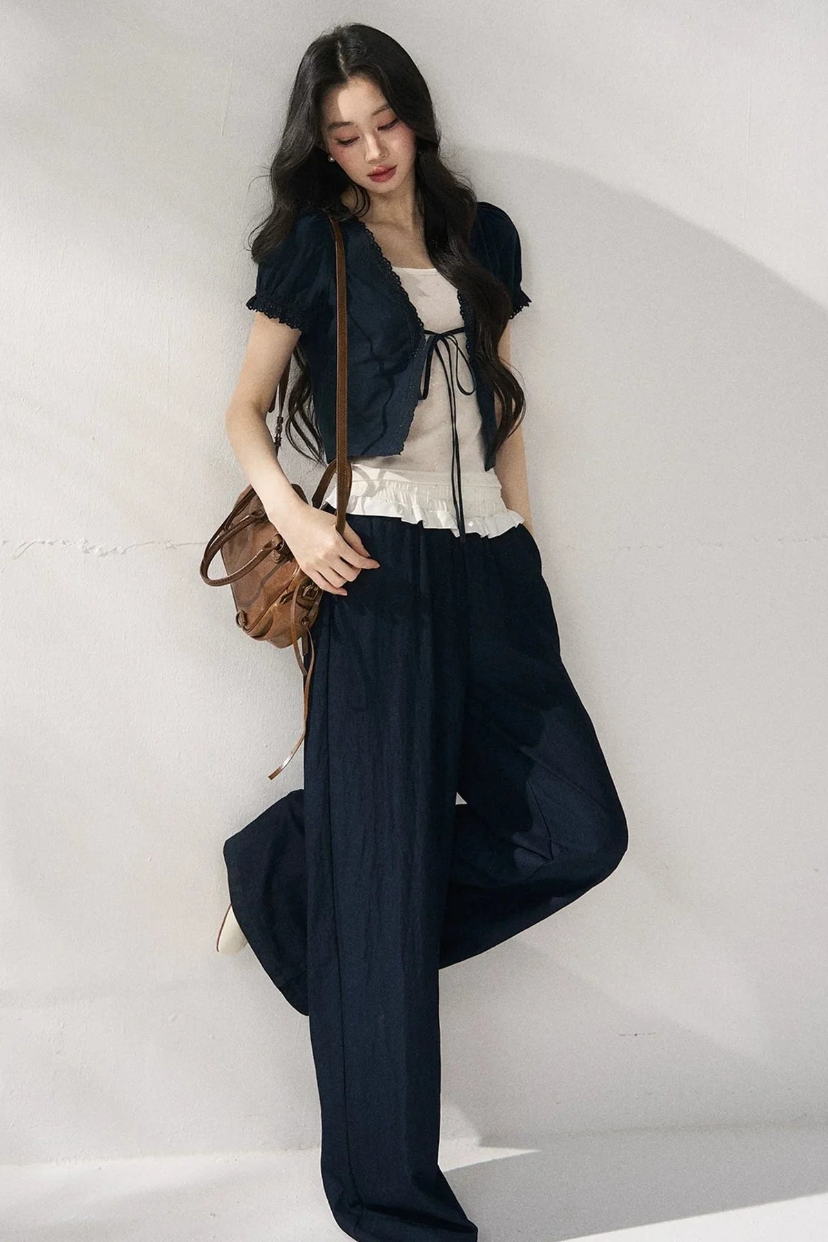 Floral Lace Suspender Cardigan Set-Up