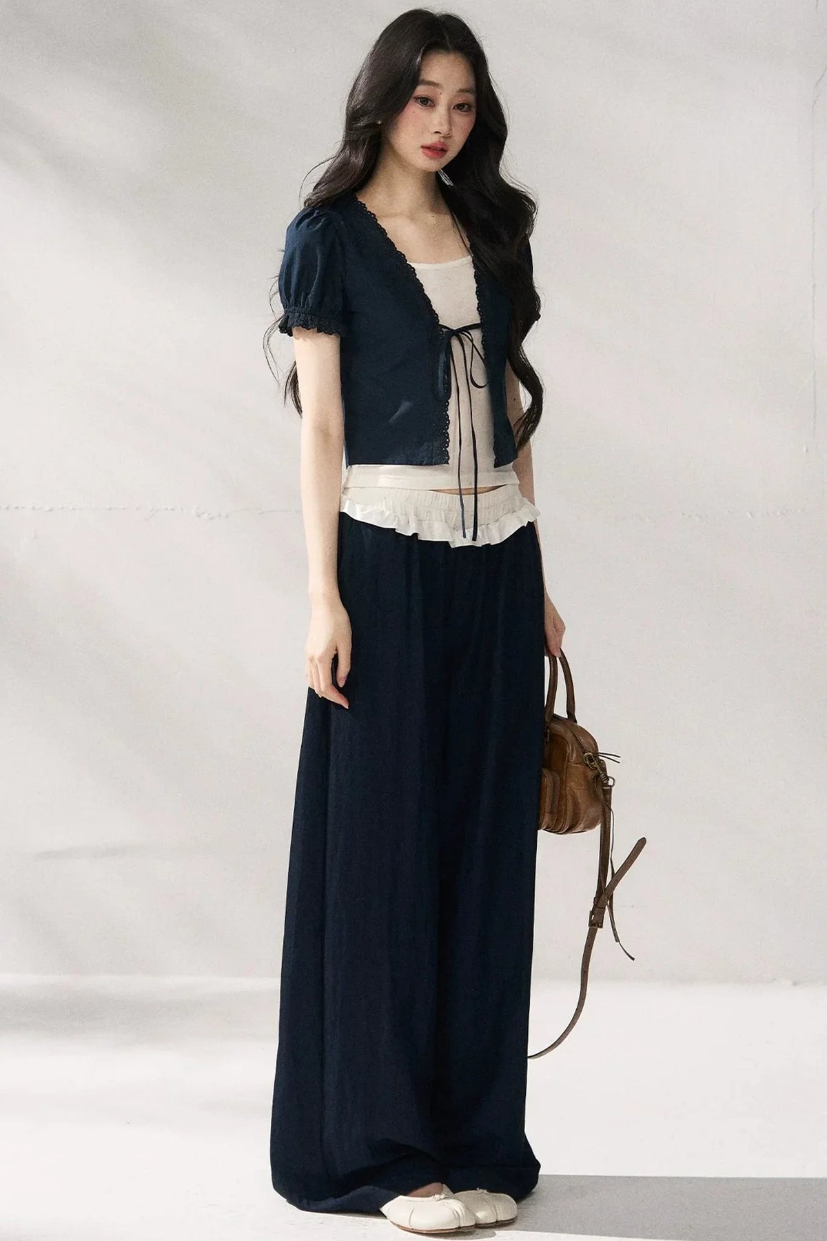 Floral Lace Suspender Cardigan Set-Up