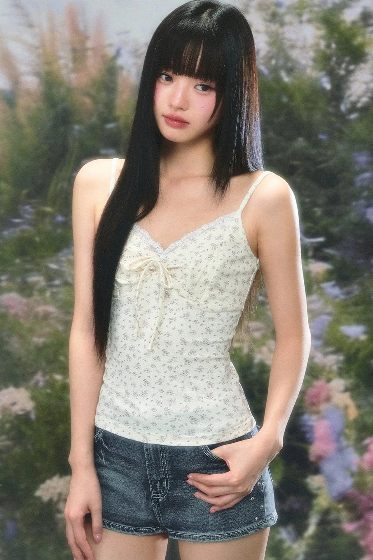 Floral Lace-Trimmed Camisole Top Set-Up