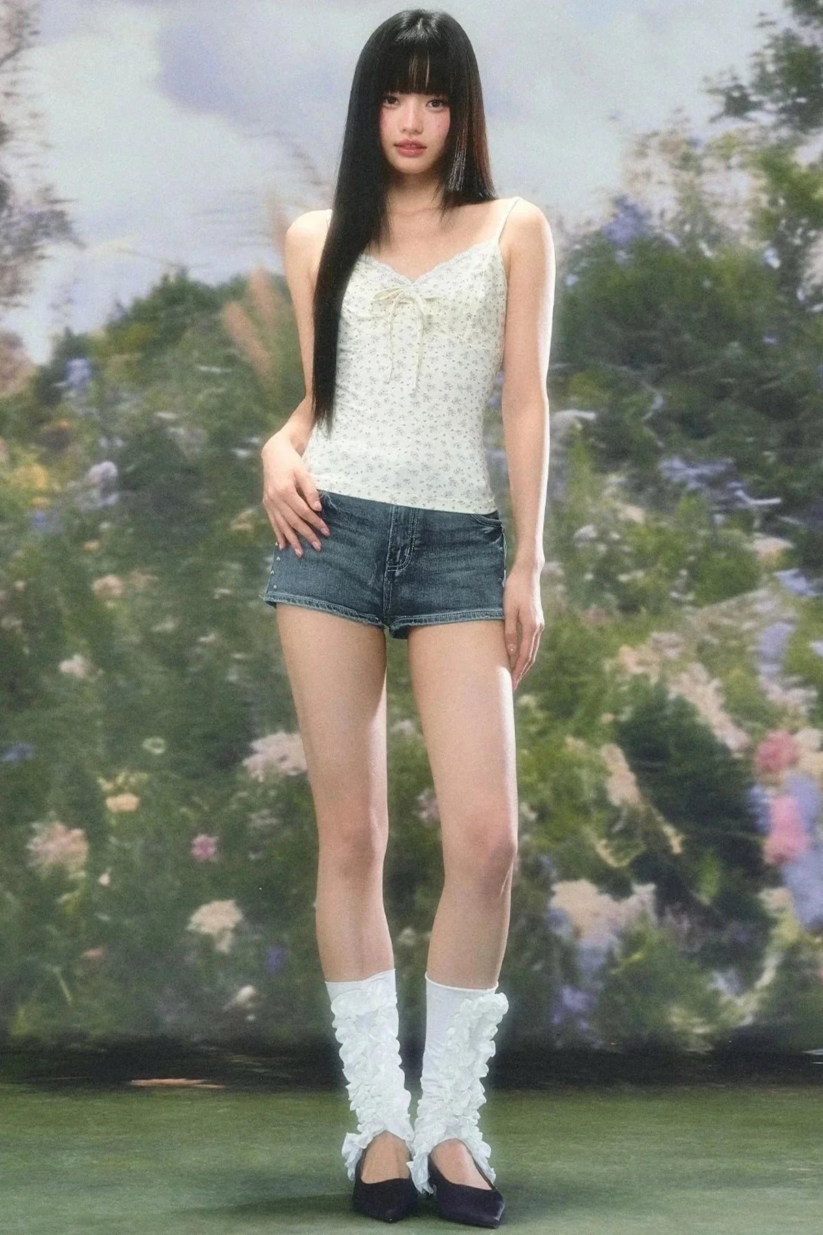 Floral Lace-Trimmed Camisole Top Set-Up