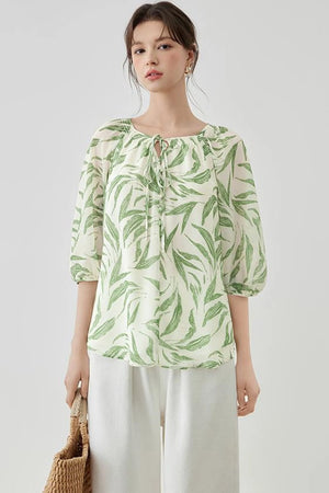 Floral Lantern Sleeve Blouse