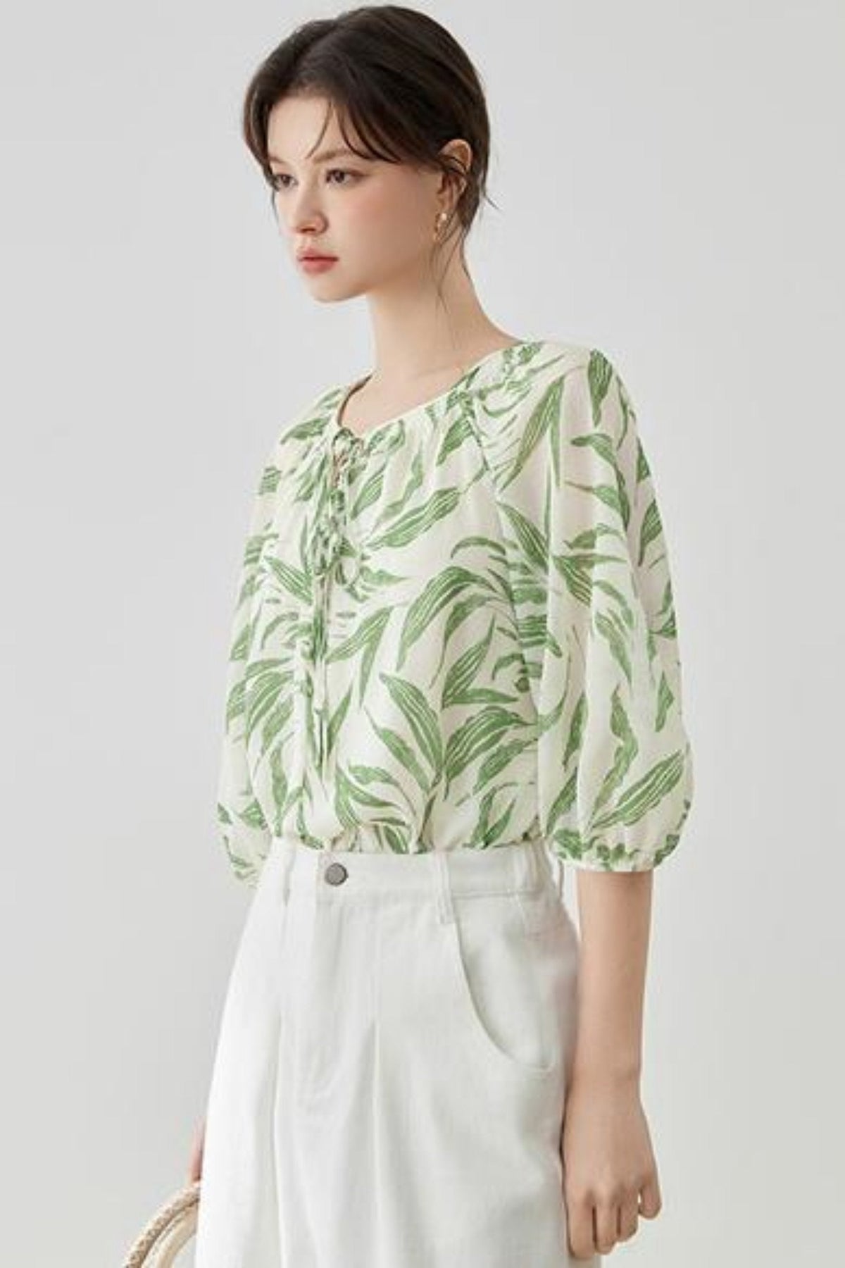 Floral Lantern Sleeve Blouse