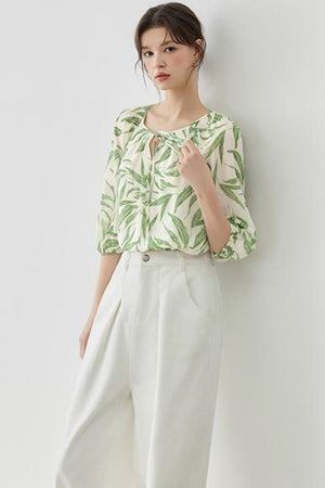 Floral Lantern Sleeve Blouse
