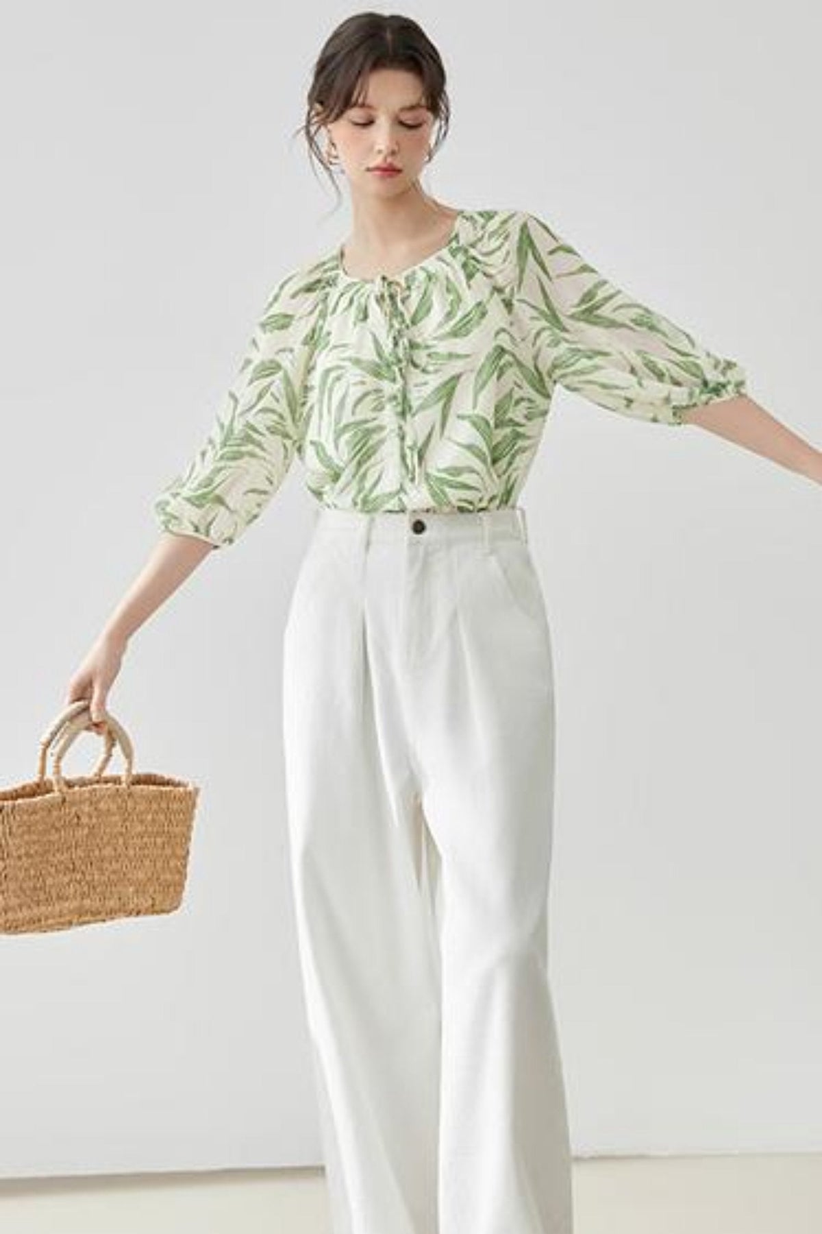 Floral Lantern Sleeve Blouse