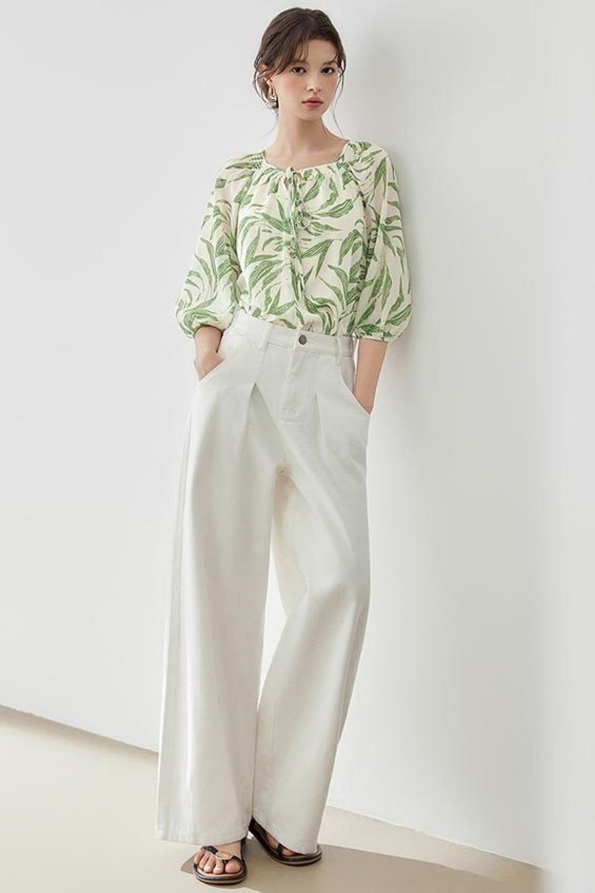 Floral Lantern Sleeve Blouse