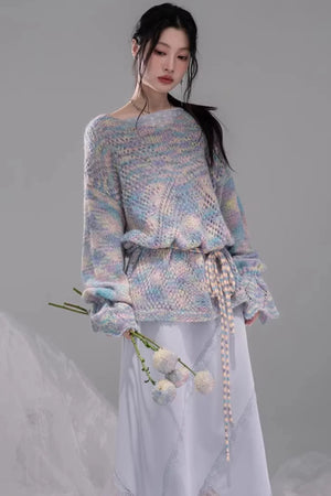 Floral Mist Blue Wool Sweater Set