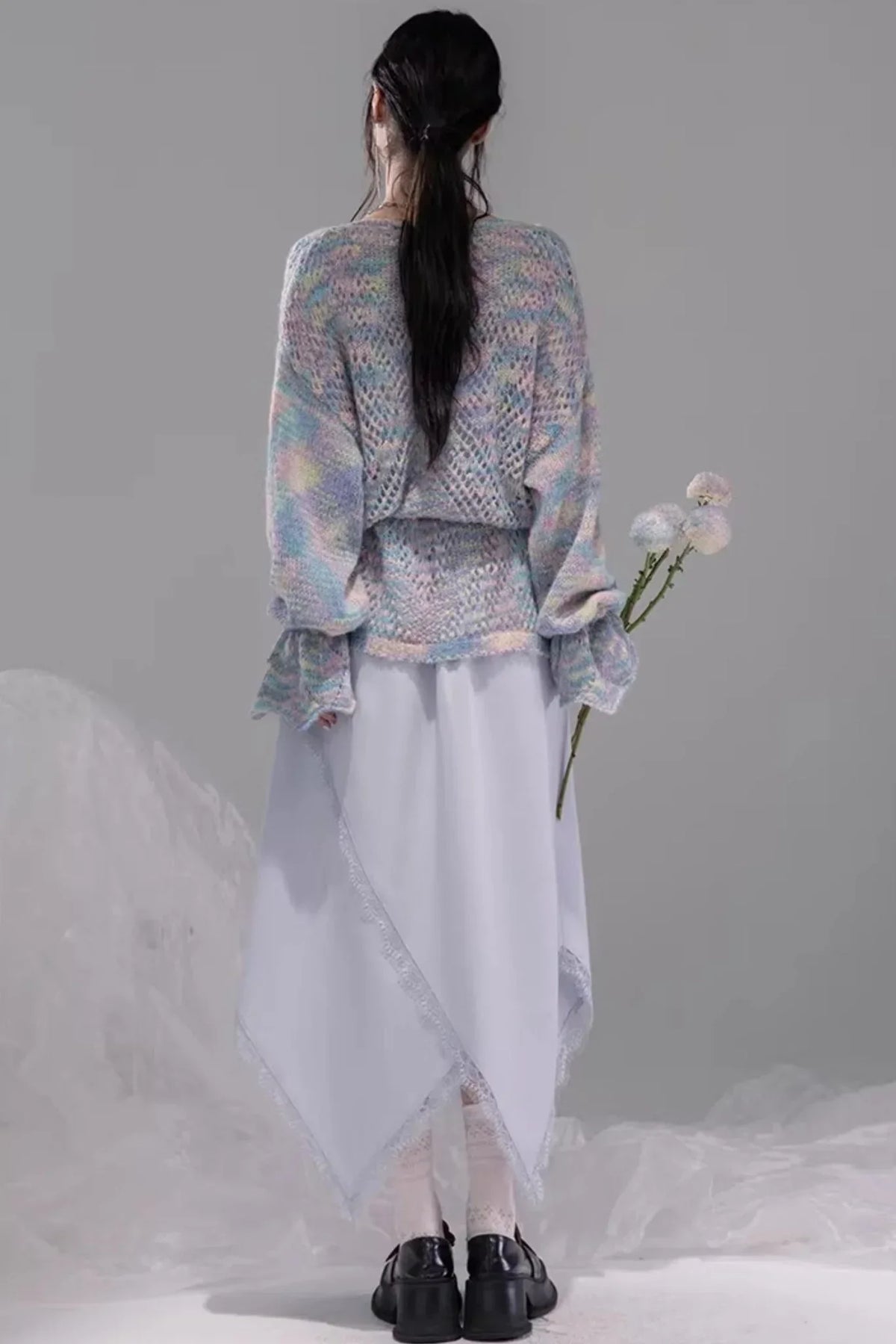 Floral Mist Blue Wool Sweater Set