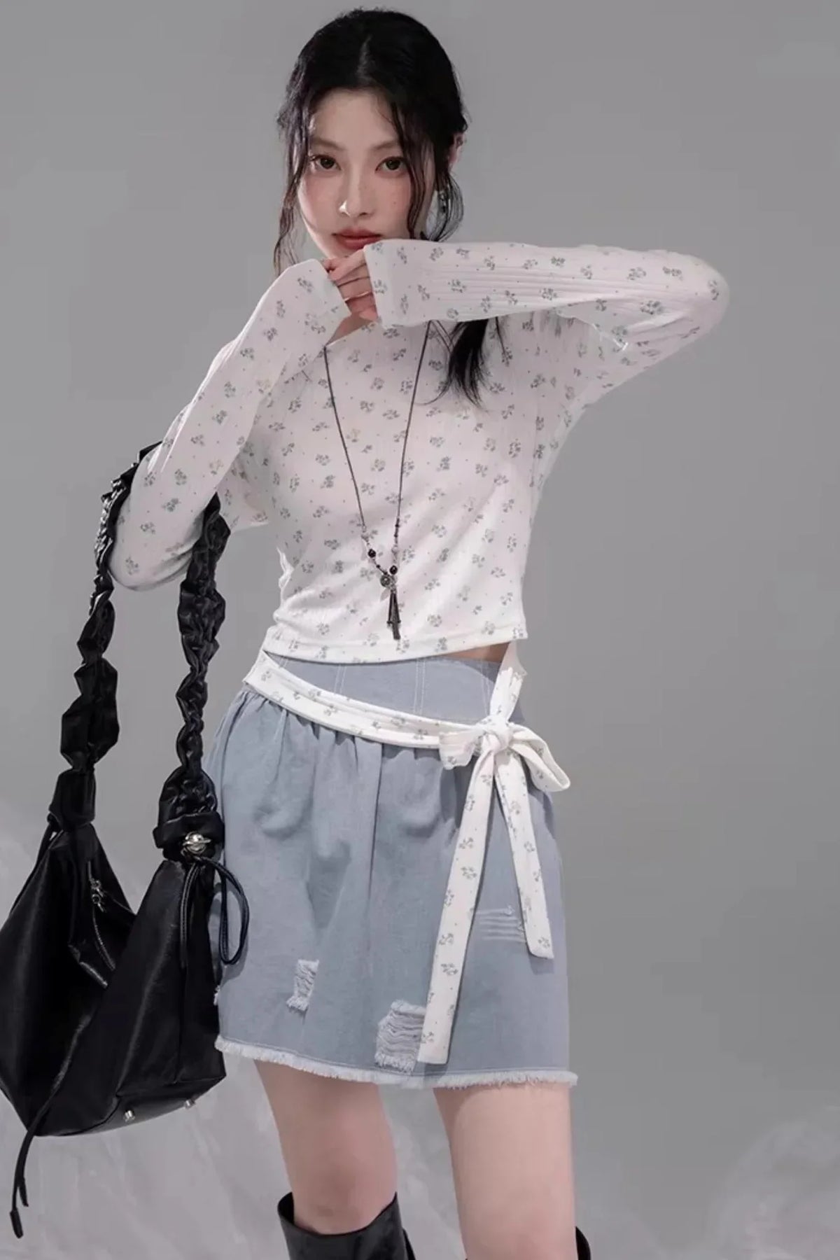 Floral Off-Shoulder Knitted Sweater