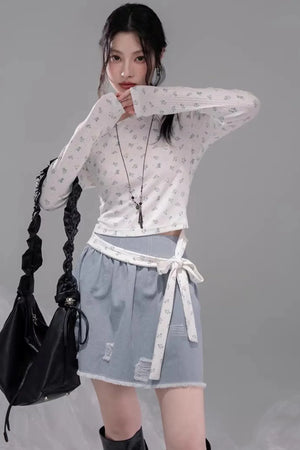 Floral Off-Shoulder Knitted Sweater
