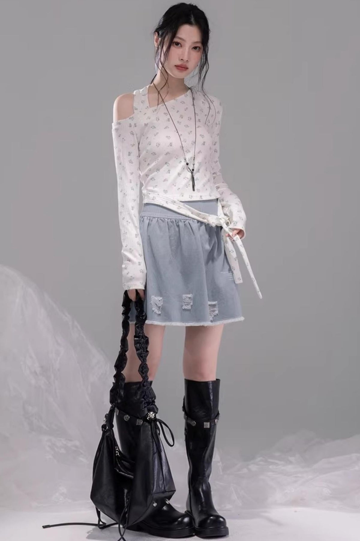 Floral Off-Shoulder Knitted Sweater