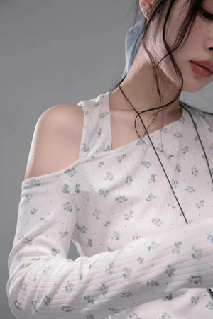 Floral Off-Shoulder Knitted Sweater