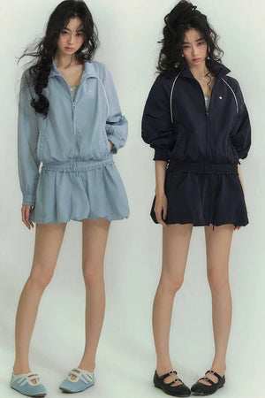 Floral Patchwork Collar Jacket Set-Up