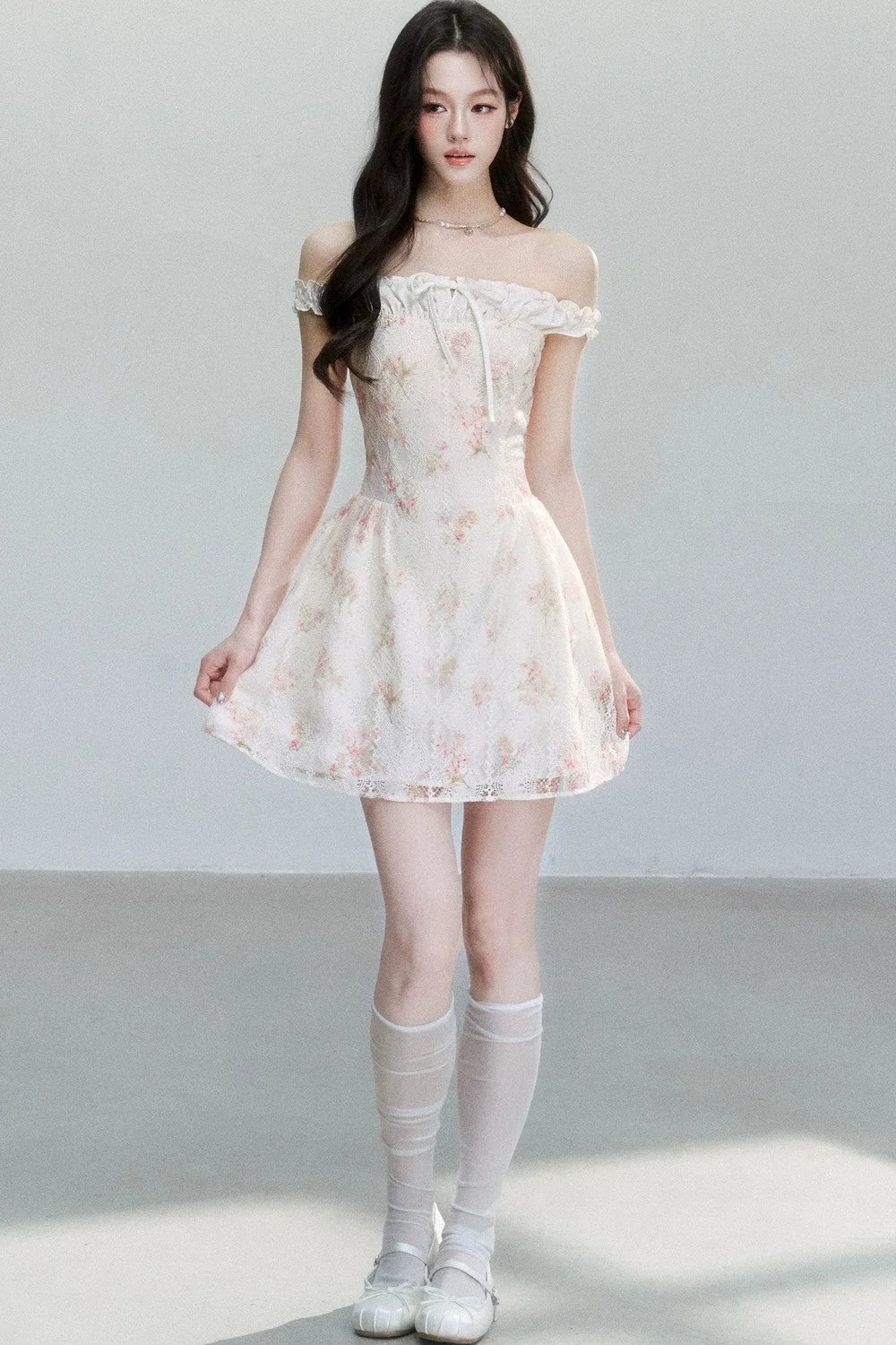 Floral Patchwork One-Shoulder Dress