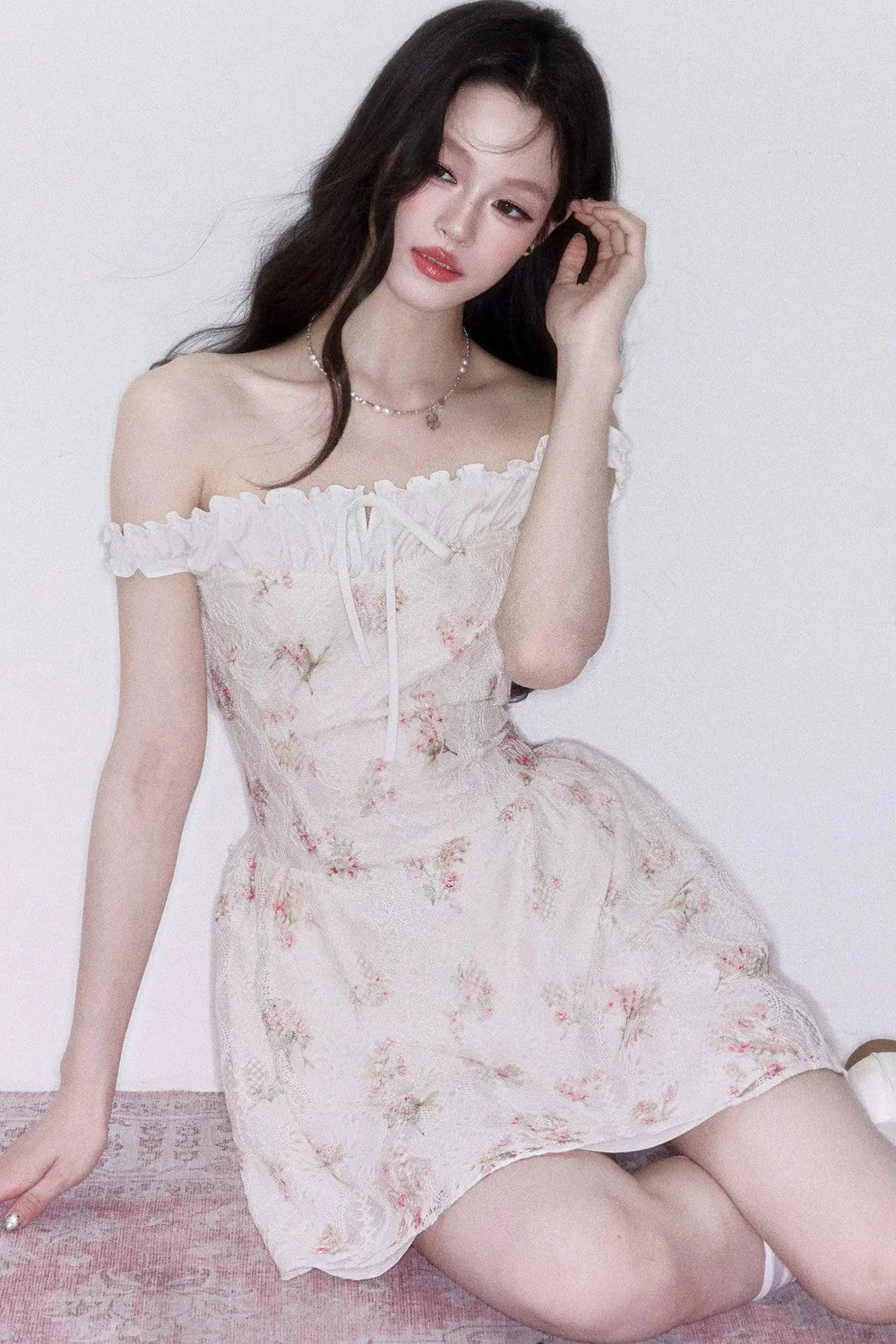 Floral Patchwork One-Shoulder Dress