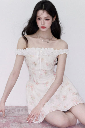 Floral Patchwork One-Shoulder Dress