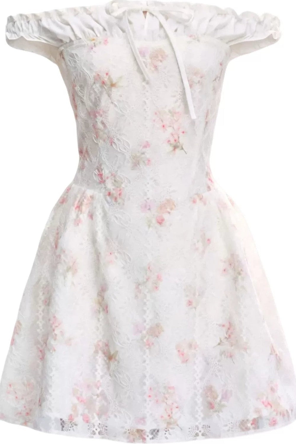Floral Patchwork One-Shoulder Dress