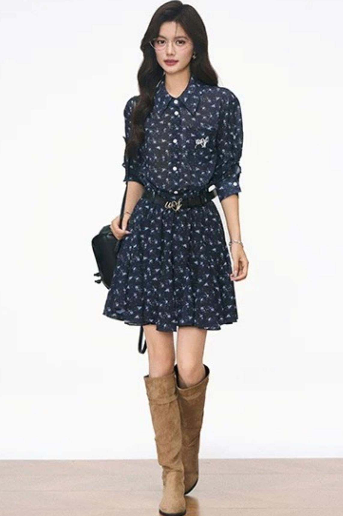 Floral Petite Shirt Dress Set-Up