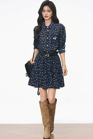 Floral Petite Shirt Dress Set-Up