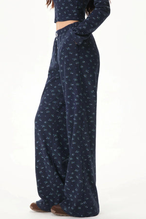 Floral Placket Blouse and Pants Set-Up