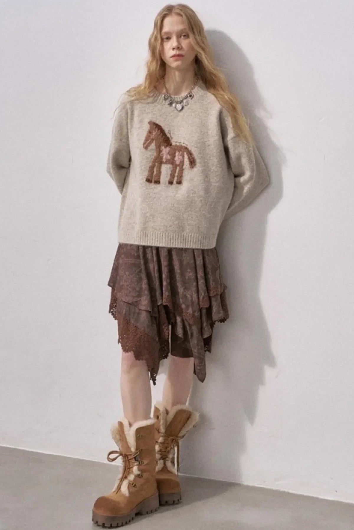 Floral Pony Festive Sweater