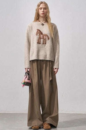 Floral Pony Festive Sweater
