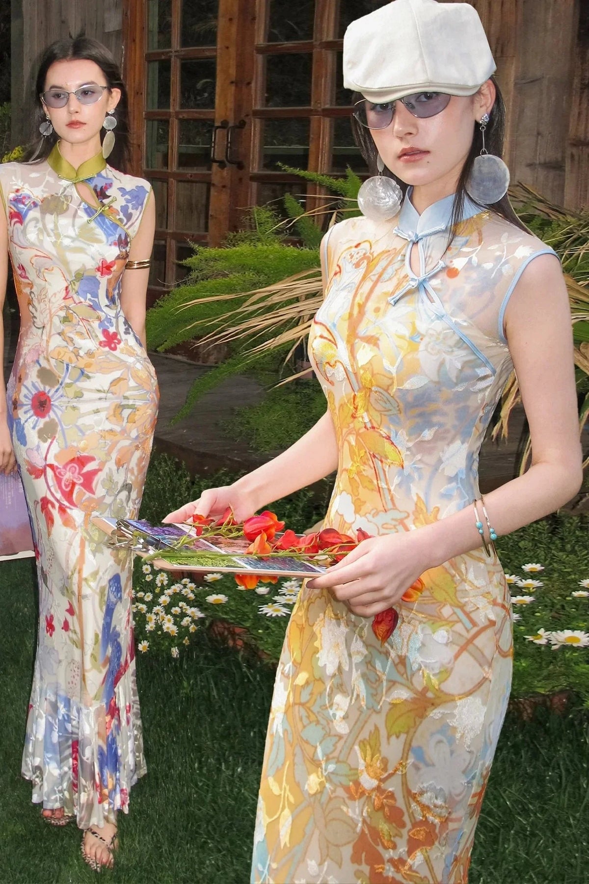 Floral Print Mermaid Cheongsam Dress