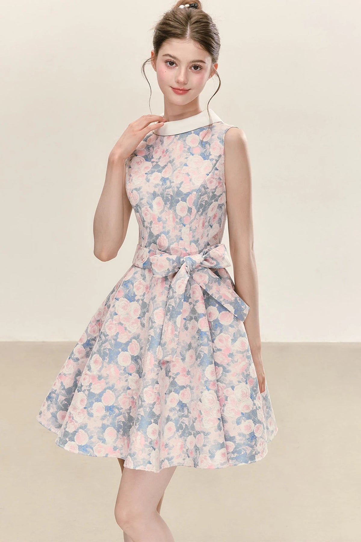 Floral Print Sleeveless A-Line Dress