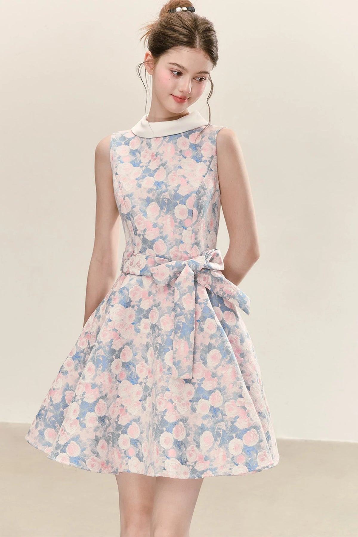 Floral Print Sleeveless A-Line Dress