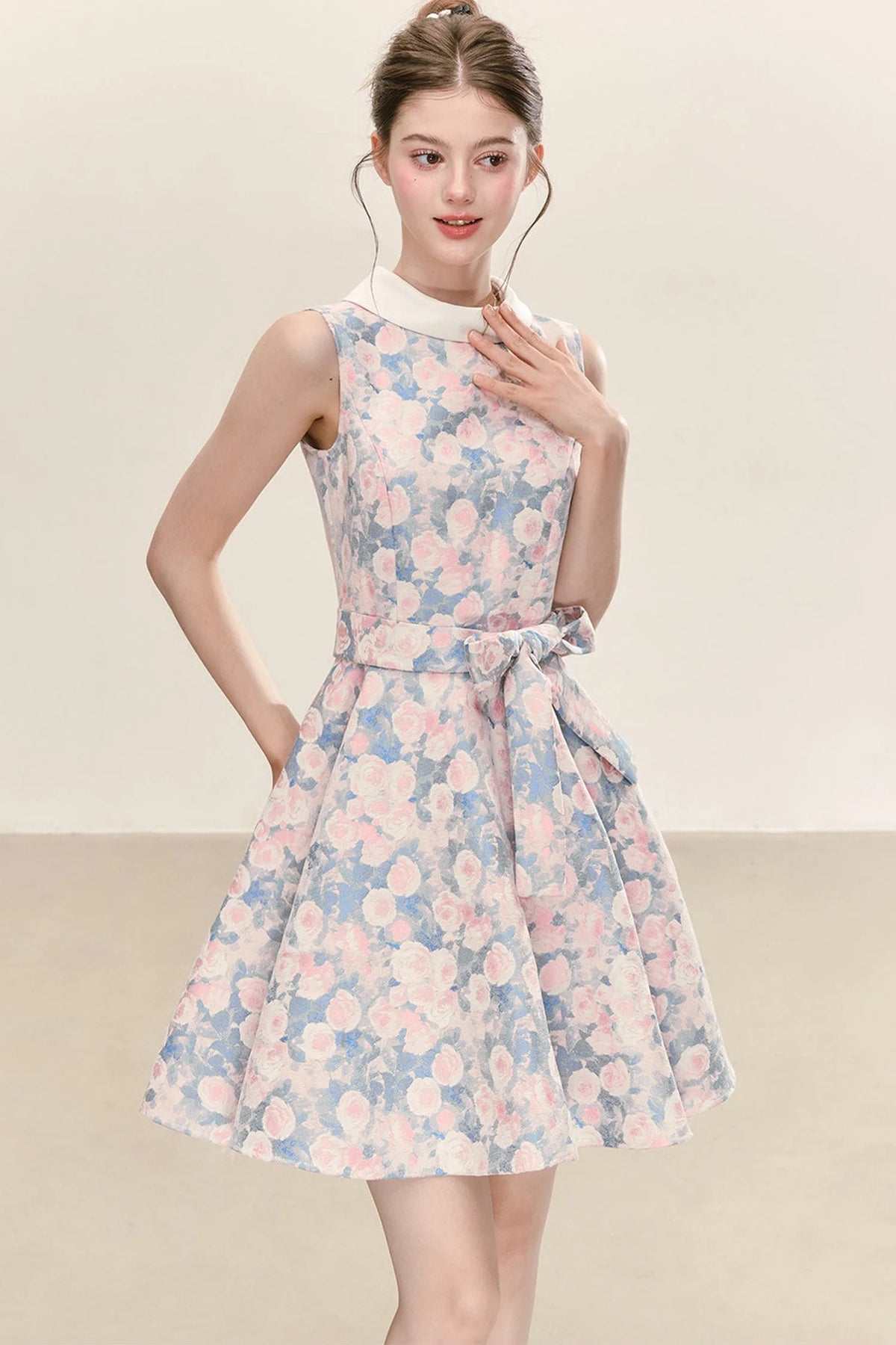 Floral Print Sleeveless A-Line Dress