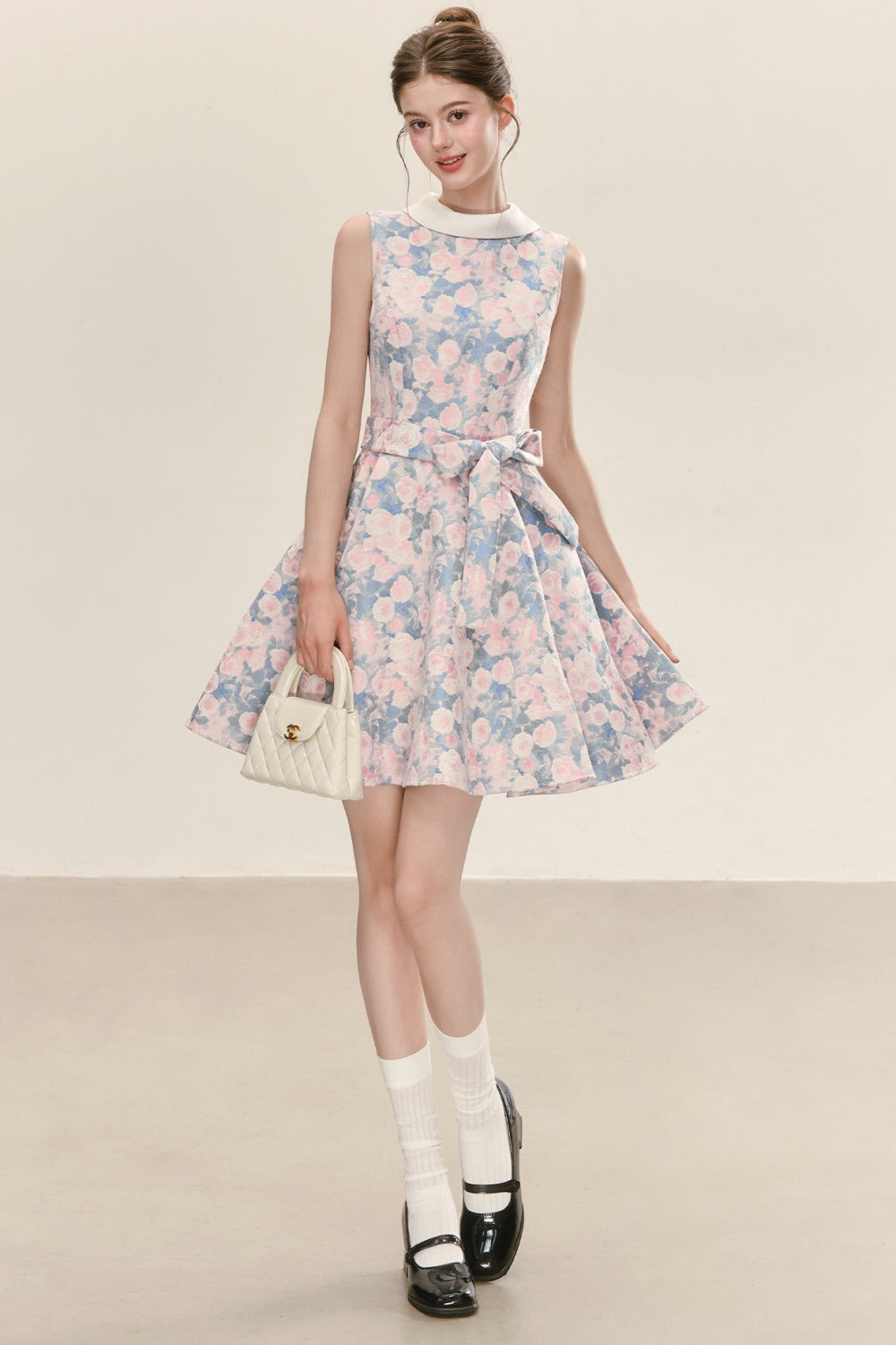 Floral Print Sleeveless A-Line Dress