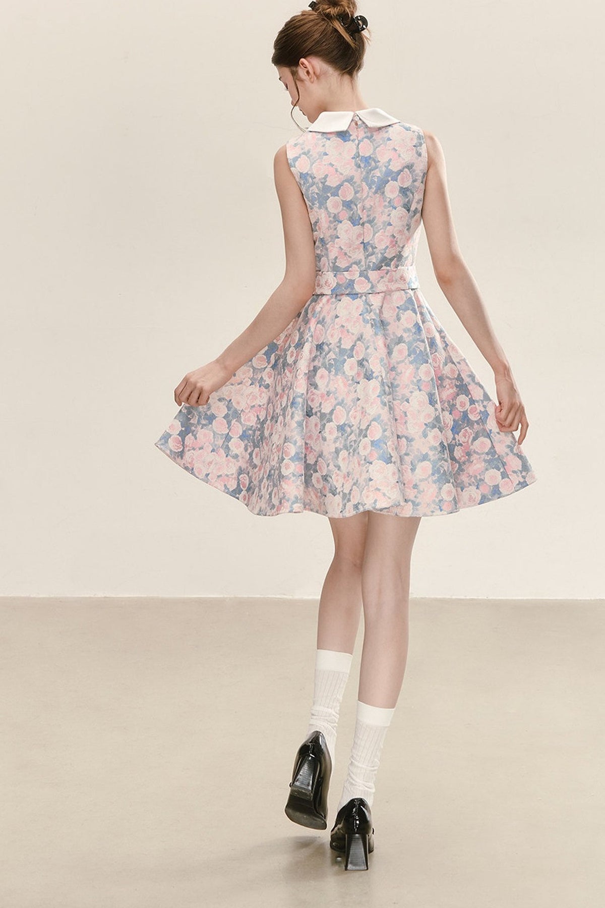 Floral Print Sleeveless A-Line Dress