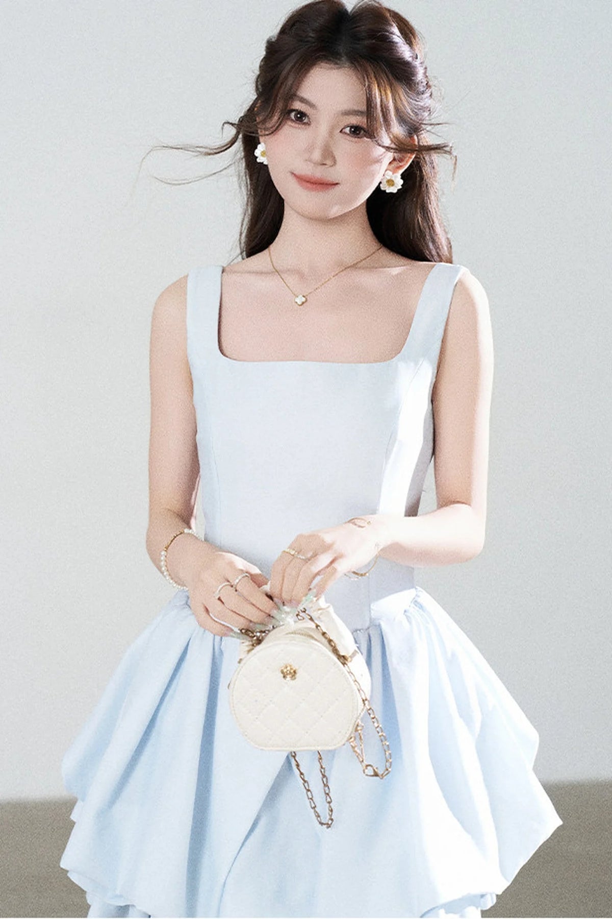 Floral Puff Sleeve A-Line Dress