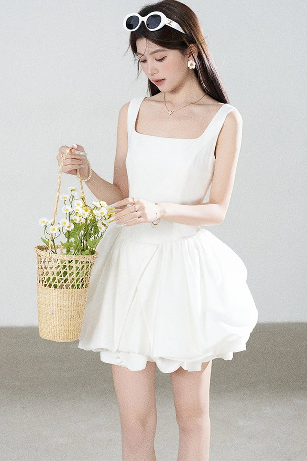 Floral Puff Sleeve A-Line Dress