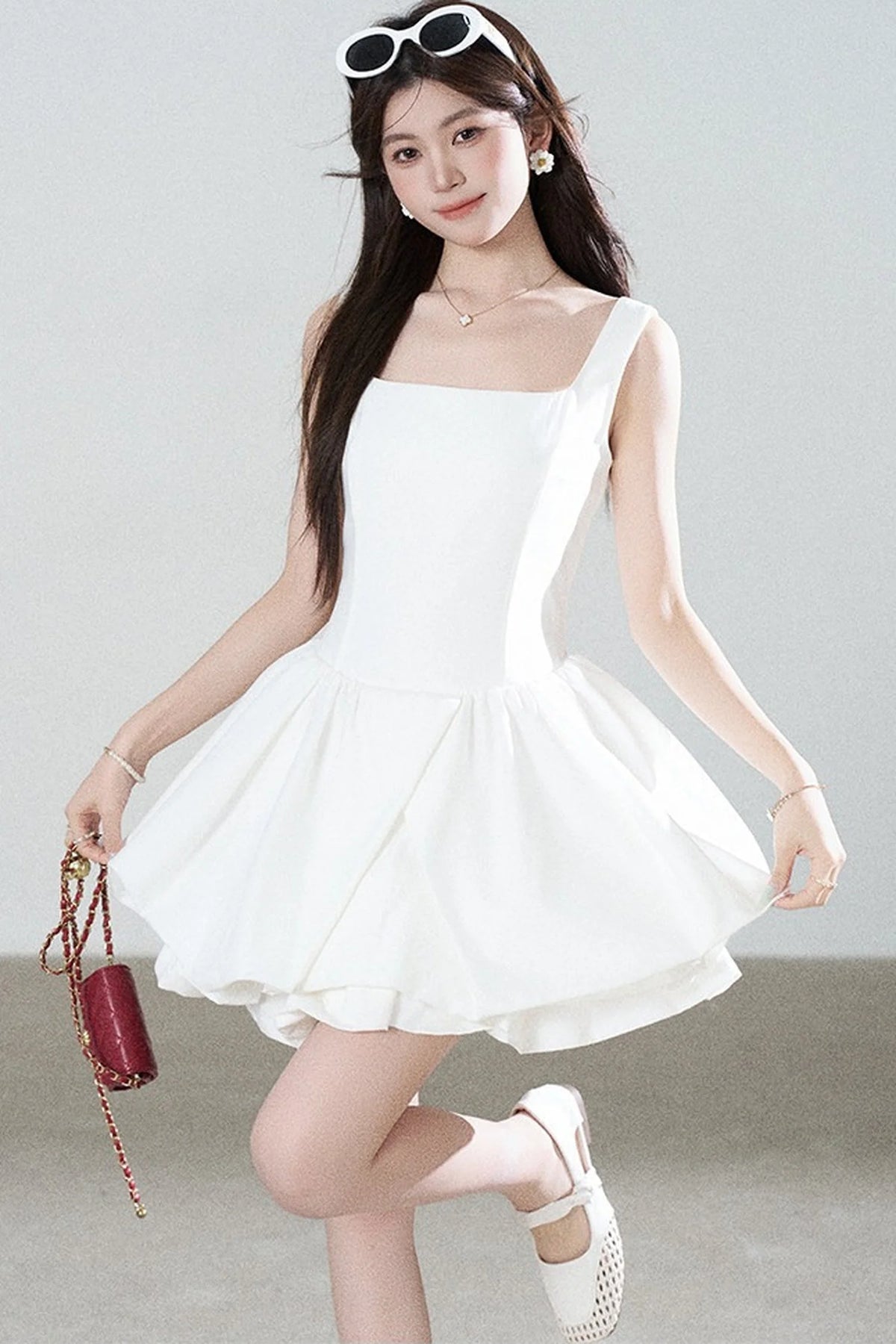 Floral Puff Sleeve A-Line Dress