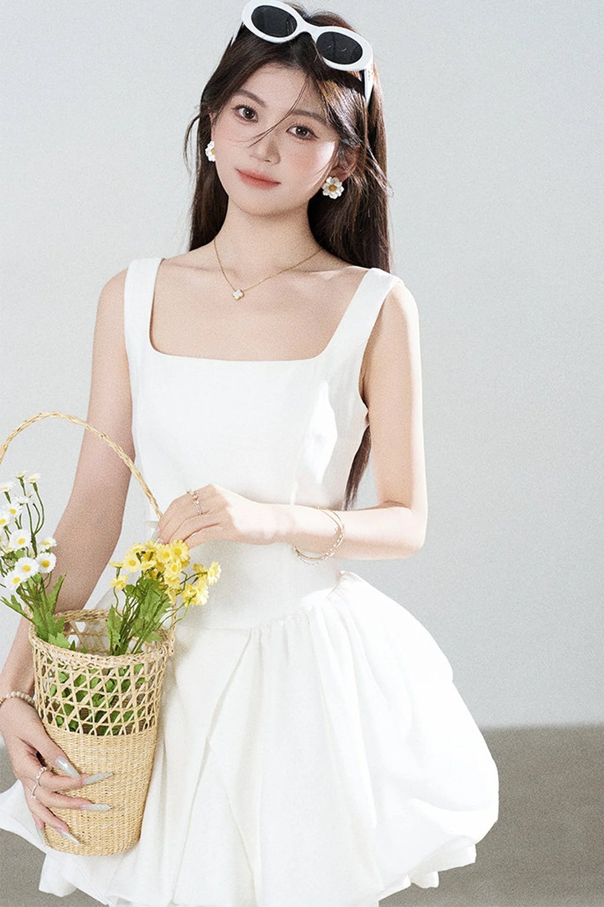 Floral Puff Sleeve A-Line Dress