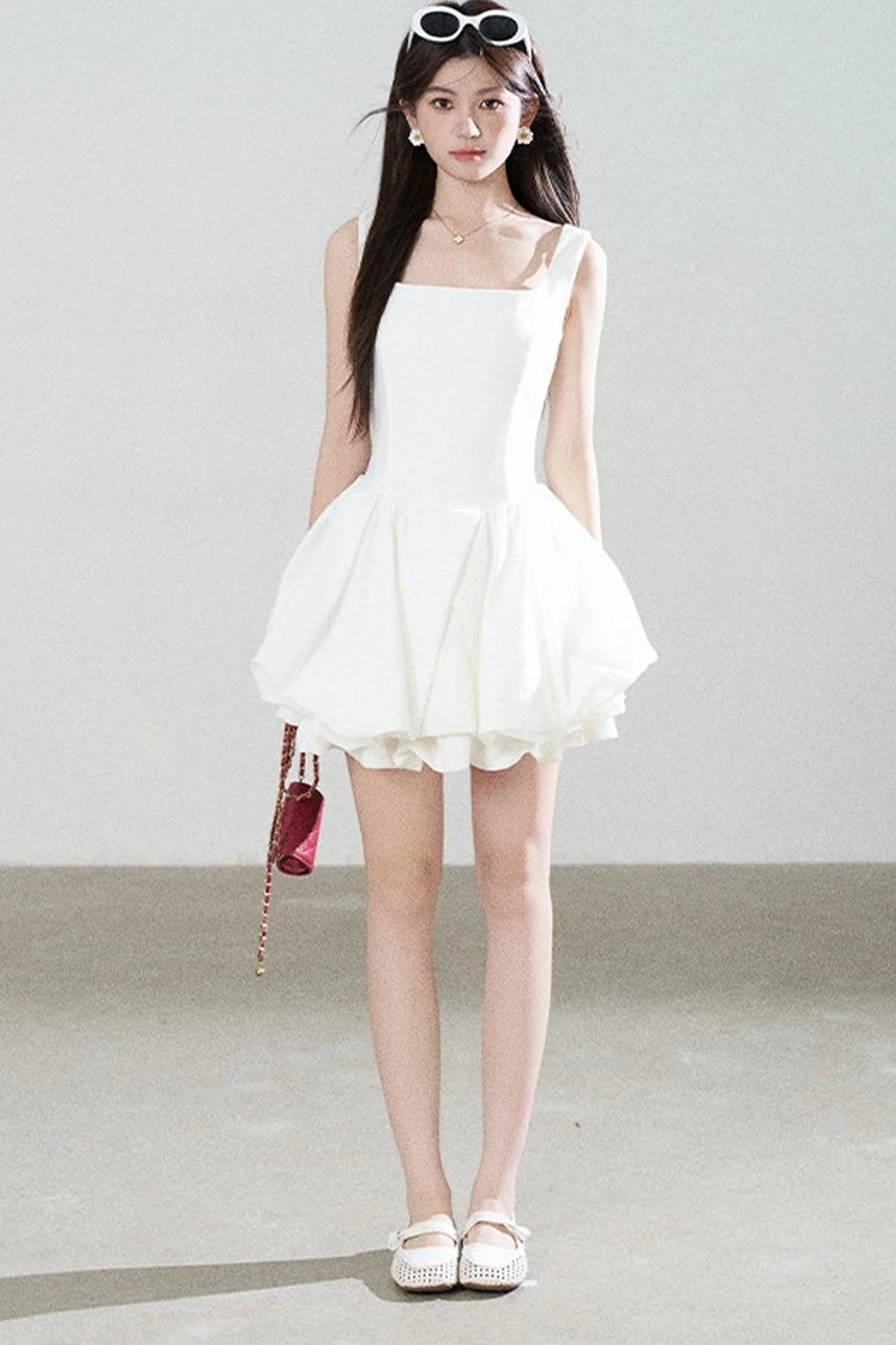 Floral Puff Sleeve A-Line Dress