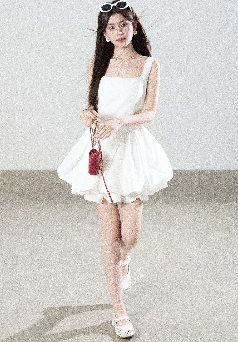 Floral Puff Sleeve A-Line Dress
