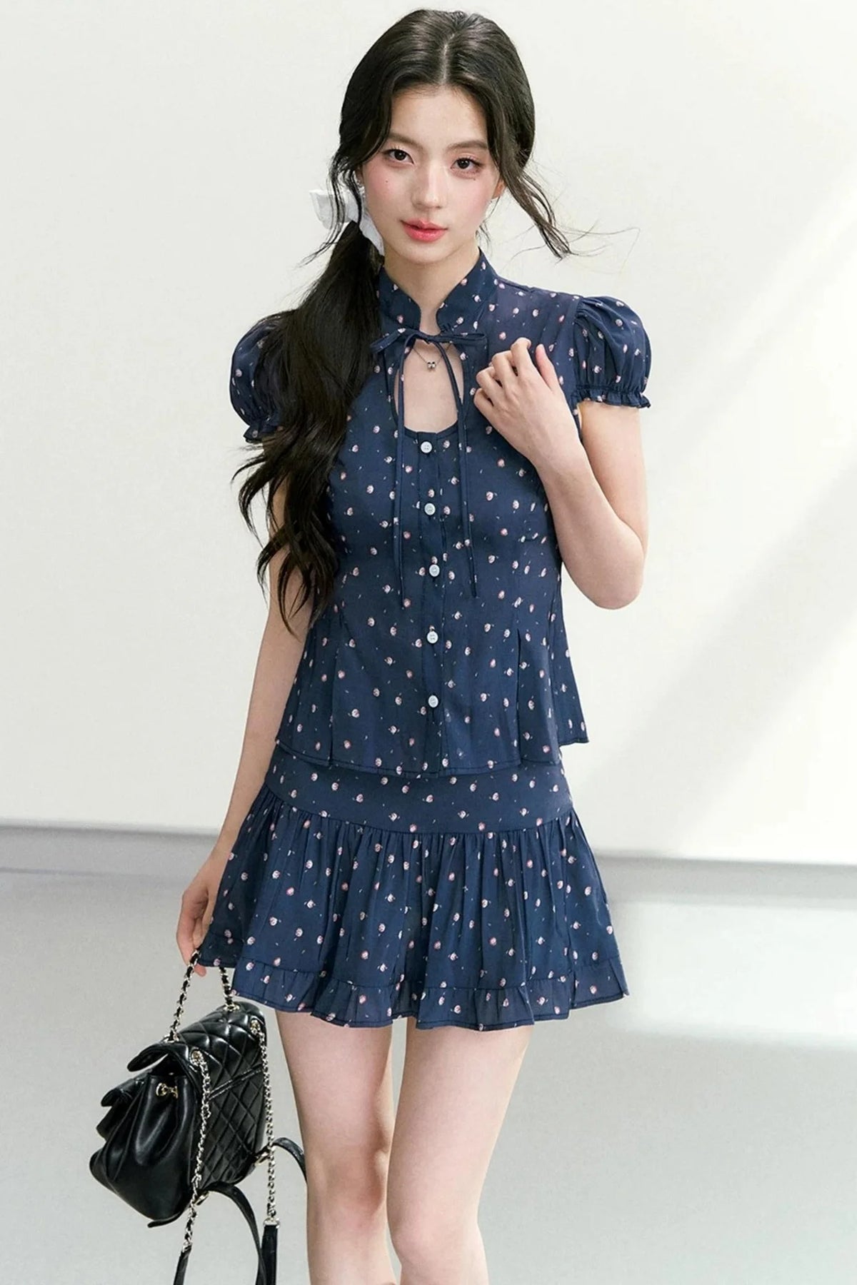 Floral Puff Sleeve Blouse Set-Up