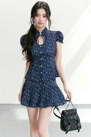 Floral Puff Sleeve Blouse Set-Up