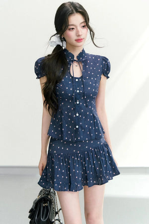 Floral Puff Sleeve Blouse Set-Up