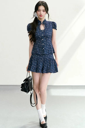 Floral Puff Sleeve Blouse Set-Up