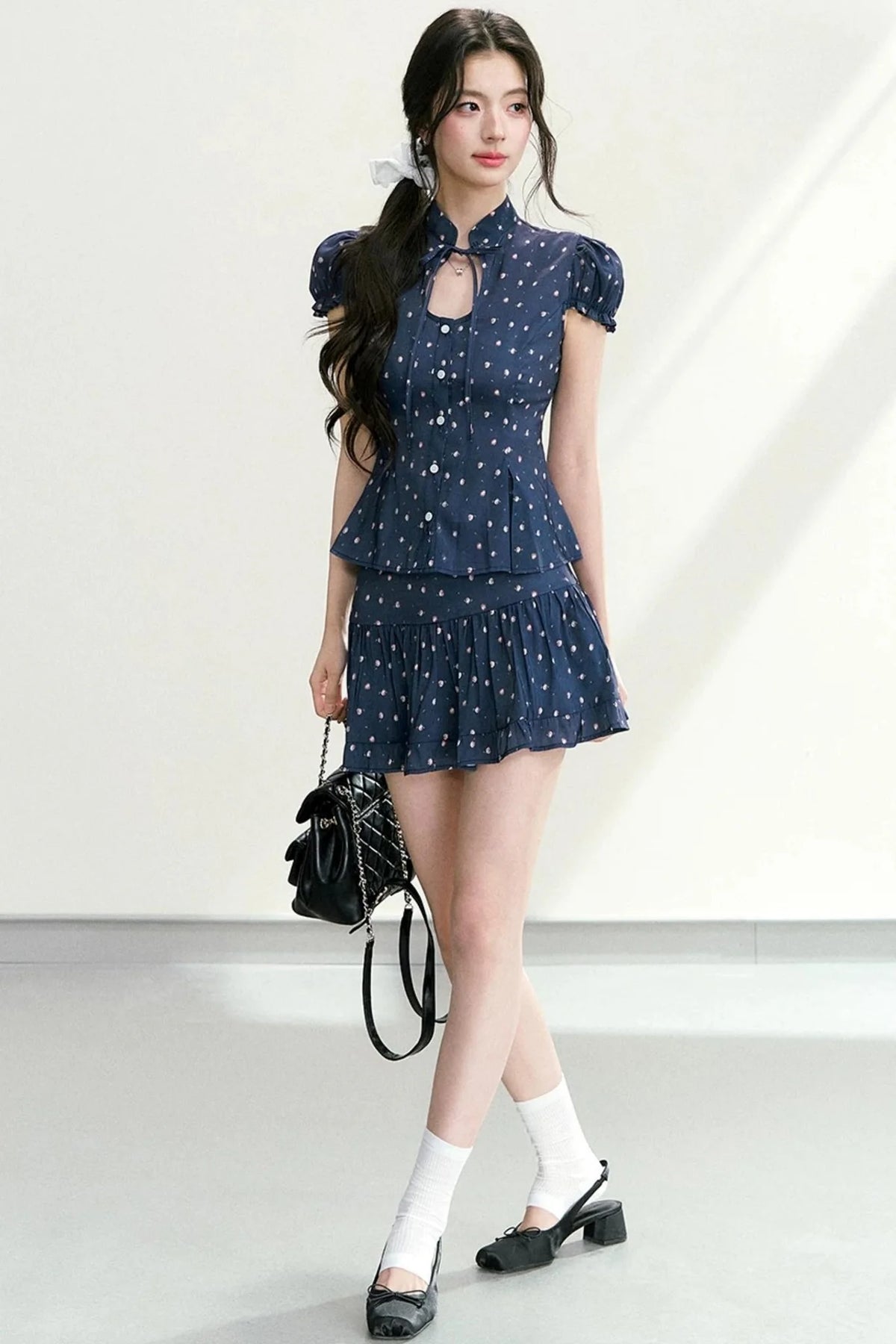 Floral Puff Sleeve Blouse Set-Up