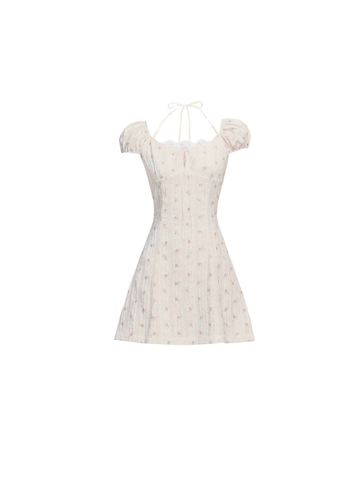 Floral Puff Sleeve Slim Fit Dress