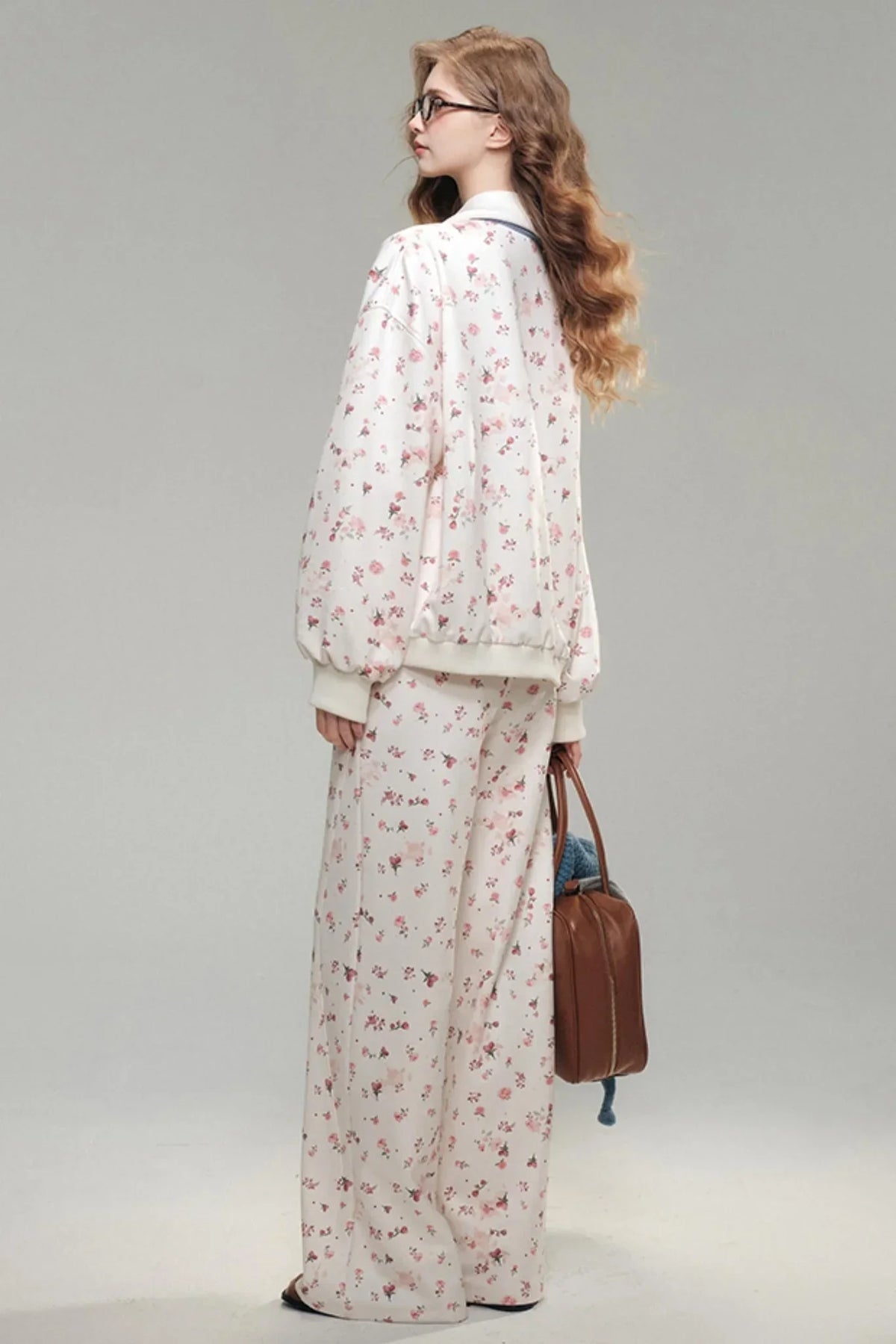 Floral Rose Red Sweatshirt Set-Up